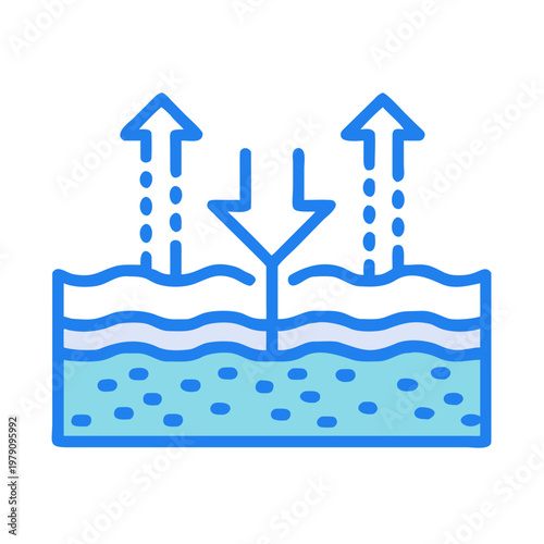 Water absorption and release diagram, showcasing the process with graphic arrows