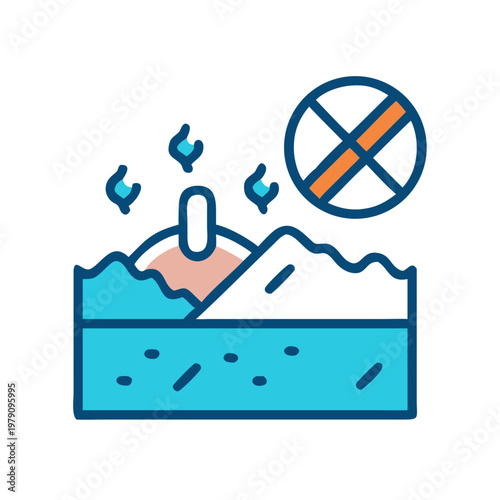 Graphic Representation of No Oil Drilling Concept with Blue Sea and Earth