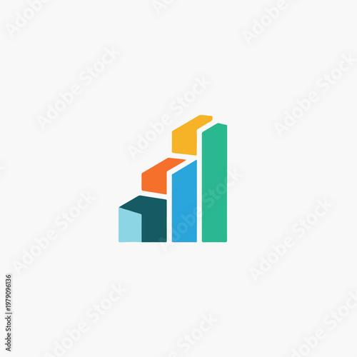Free Download Colorful 3D bar graph with rising trend on white - GFXLoad