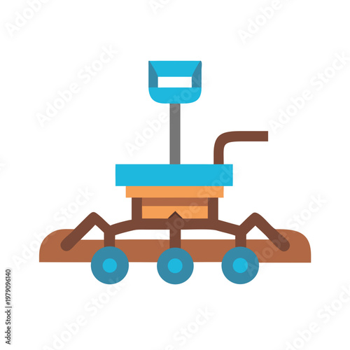 Flat style illustration of a Mars rover, exploration concept, isolated on black