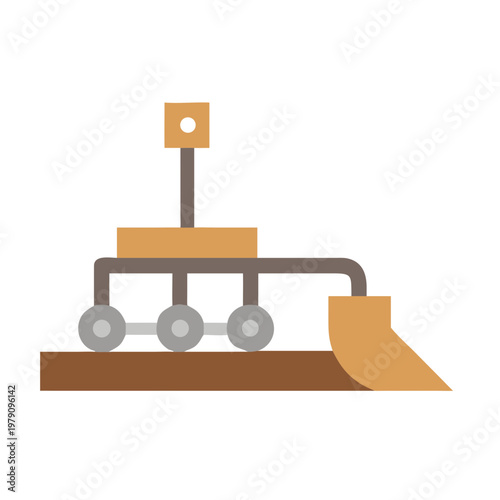 Geometric Mars rover illustration in flat design style on a black background
