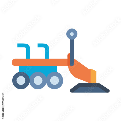 Flat illustration of a planetary rover for space exploration and technology concepts