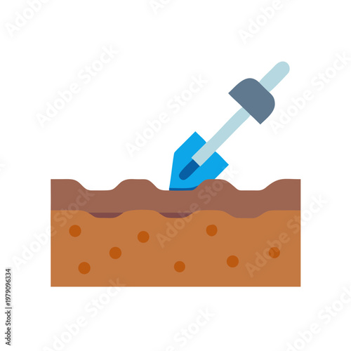 Soil Sampling with Pipette Flat Vector Illustration on Black Background
