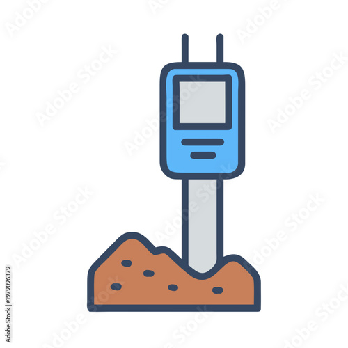 Digital soil tester in earth illustration for agricultural soil analysis and science.