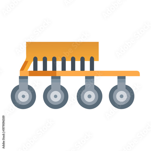 Isolated flat vector illustration of farm plow on black background