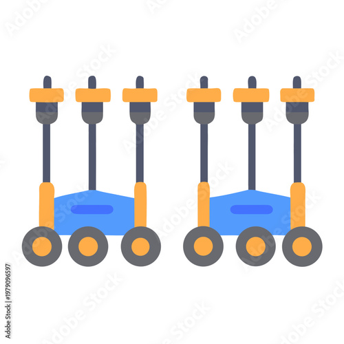 Robotic Platforms, Blue and Orange, Black Background, Flat Style