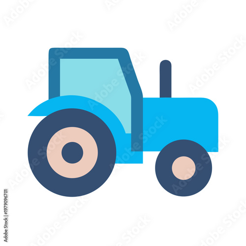 Simple blue tractor illustration on black background showcasing modern agricultural machinery concept