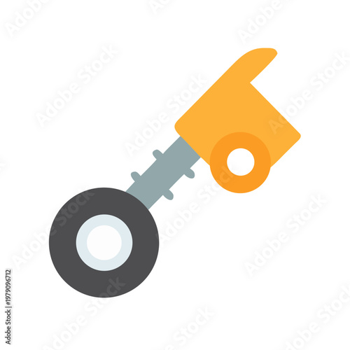 Stylized image of landing gear featuring simplified geometric shapes with warm color palette