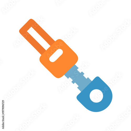 Stylized orange and blue object with geometric shapes over black background