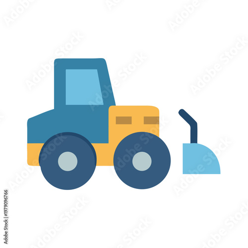 Vector illustration of an agricultural tractor with plow on a black background.