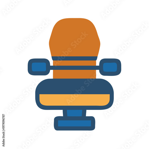 Cartoon orange and blue chair with a black background for graphic design