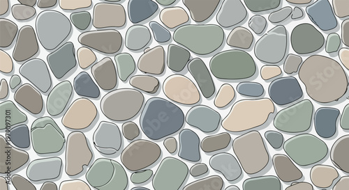 Collection of Smooth River Rocks and Pebbles.