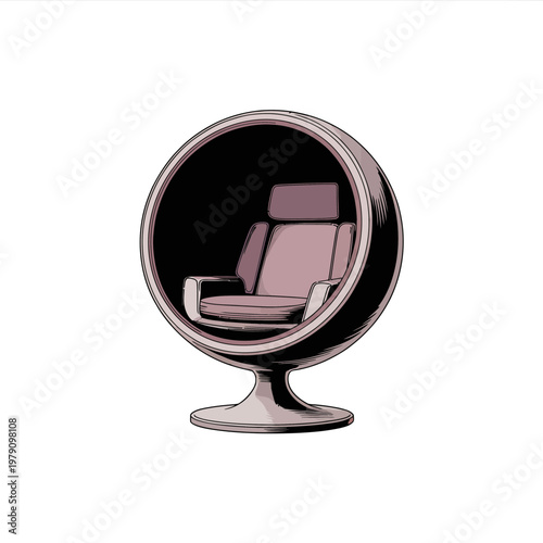 Retro ball chair icon for mid century modern style home decor