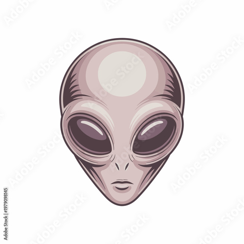 Extraterrestrial grey alien head vector art icon for sci-fi fans