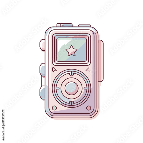Retro Pastel Digital MP3 Music Player Device with Star Icon Screen