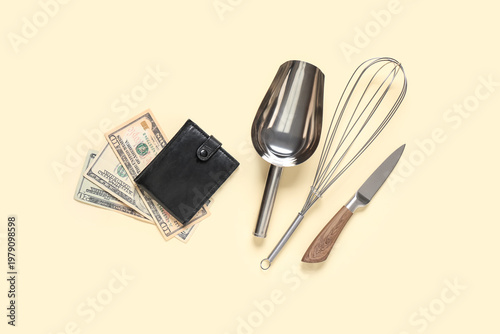 Purse with money and cookin...