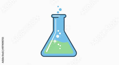 laboratory flask with blue liquid