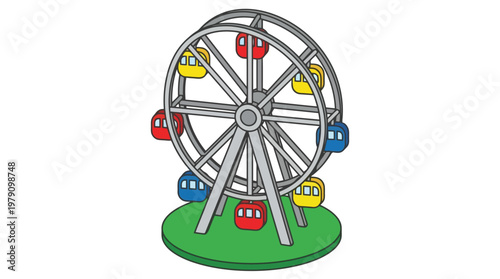 Colorful Ferris Wheel Amusement Park Ride.