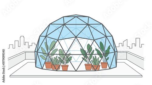 Plants in a Glass Dome Structure.