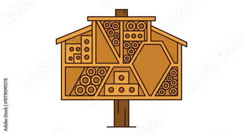 Wooden house shaped bird feeder.