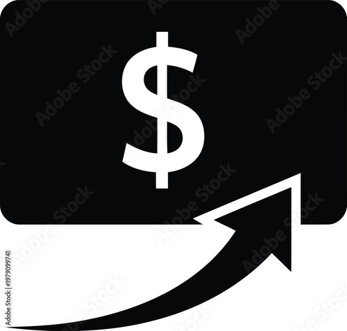 Increasing profit and growth concept with dollar sign and arrow