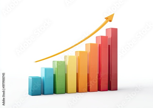 Vibrant bar chart with ascending arrow shows upward trend Free Download Vibrant bar chart with ascending arrow shows upward trend - GFXLoad