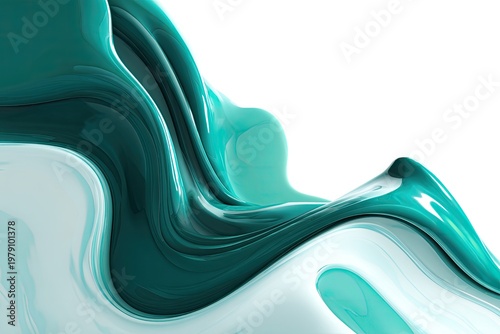 Smooth, flowing abstract digital art with layered teal and turquoise glossy textures