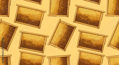 Honeycomb Background Pattern, Sweet Honey, Beeswax, Natural Food, Apiary Product