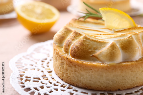 Tasty lemon tartlet on tabl...