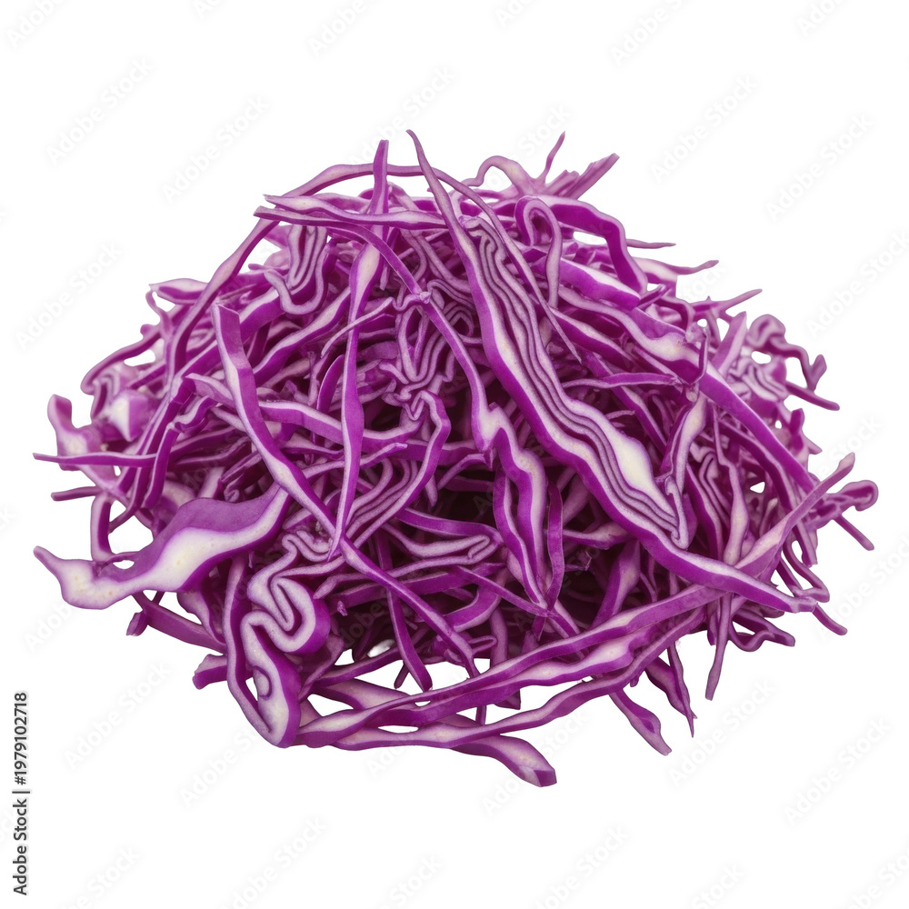 Obraz premium Purple shredded cabbage texture close-up for healthy food and cooking background