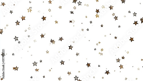 Scattered golden and brown stars on a clean white background