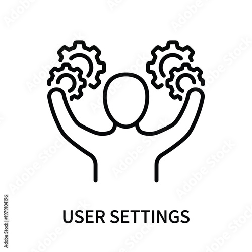 User settings icon, customizable profile, gear symbol vector