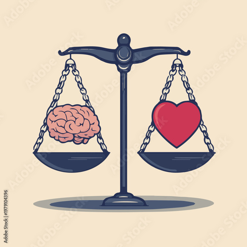 A symbolic illustration of balance between intellect and emotion, portraying harmony in decision-making.