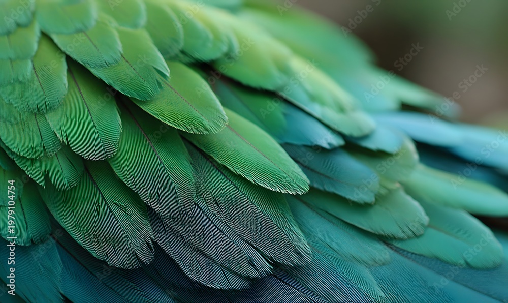 Obraz premium feathers, bright green shades, nature photography style