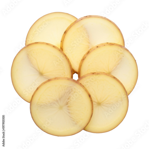 Fresh sliced banana circles close-up on white background healthy food snack