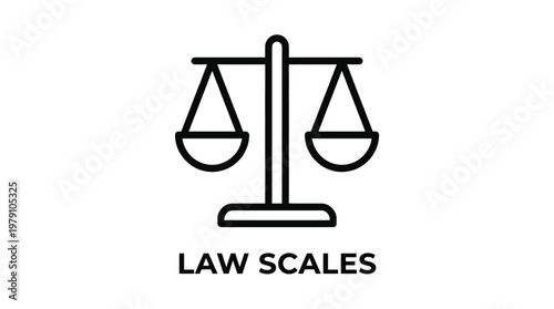 Law scales icon, justice balance symbol, court law vector