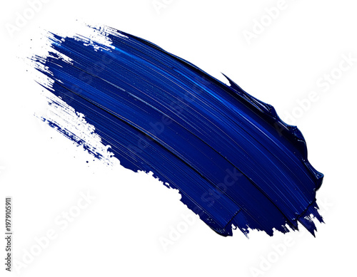 Royal blue diagonal oil paint stroke on white