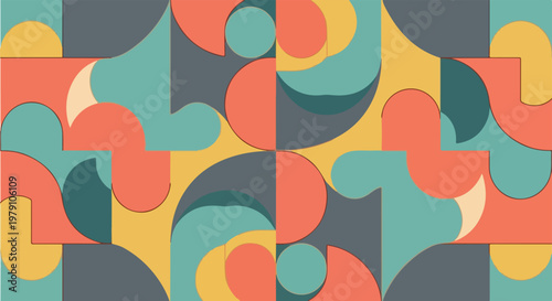 Colorful Abstract Geometric Shapes Pattern Design 3.