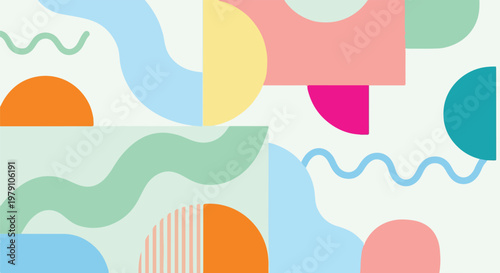 Colorful Abstract Geometric Shapes Pattern Design 2.