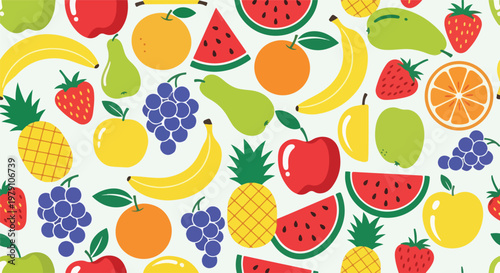 Colorful assorted fresh fruit mix.