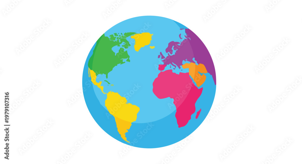 Fototapeta premium Colorful Globe Illustration with Continents.