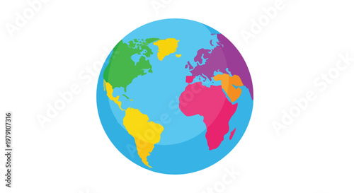 Colorful Globe Illustration with Continents.