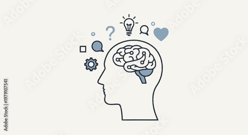 human head silhouette with brain