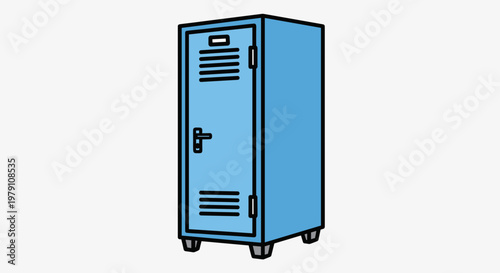 Blue metal locker with vents.