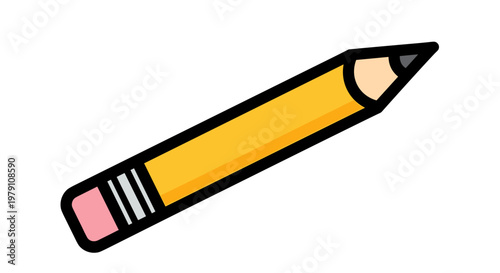 Colorful cartoon yellow pencil drawing tool 1.