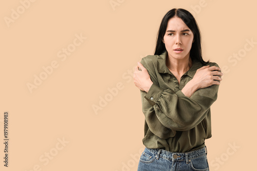 Young woman having panic at...