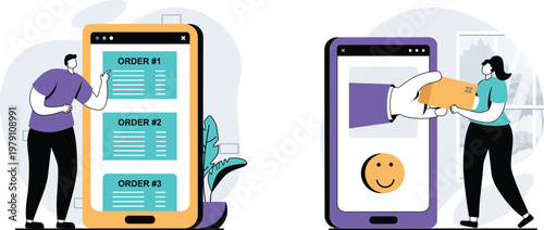 Restaurant staff using a tablet for order management and customer service