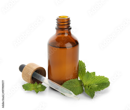 Bottle of fresh mint essent...