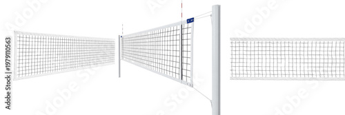 Bild auf Leinwand Volleyball Net isolated on white background, Filet de Volleyball, Red de Voleibol, Professional Court Netting, Sports Equipment, Tournament Mesh