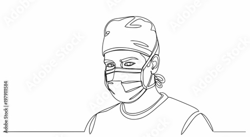sketch of a man in a mask